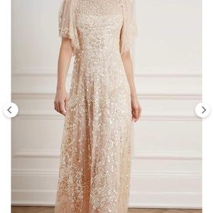Needle & Thread Cream Sequin Dress
